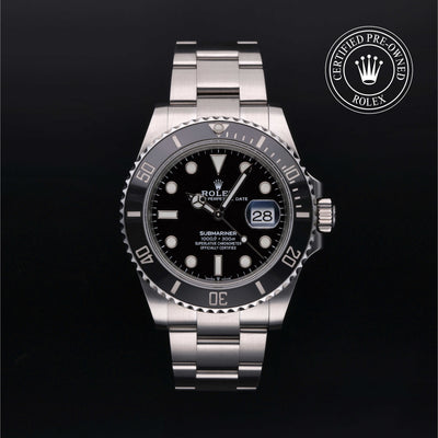 Rolex Certified Pre-owned Submariner M126610LN-0001 front on black background