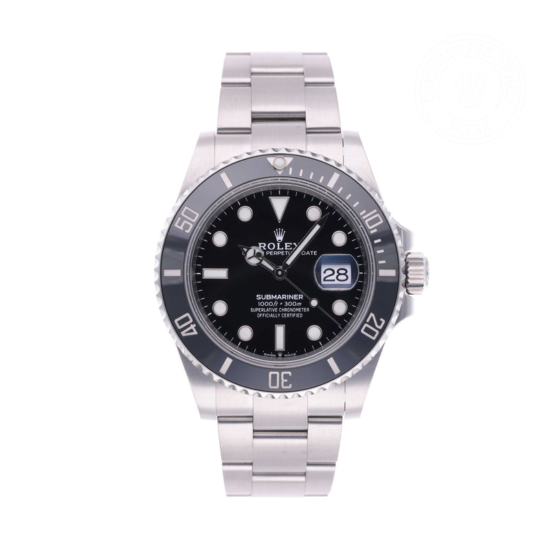 Rolex Certified Pre-owned Submariner M126610LN-0001 front on white background