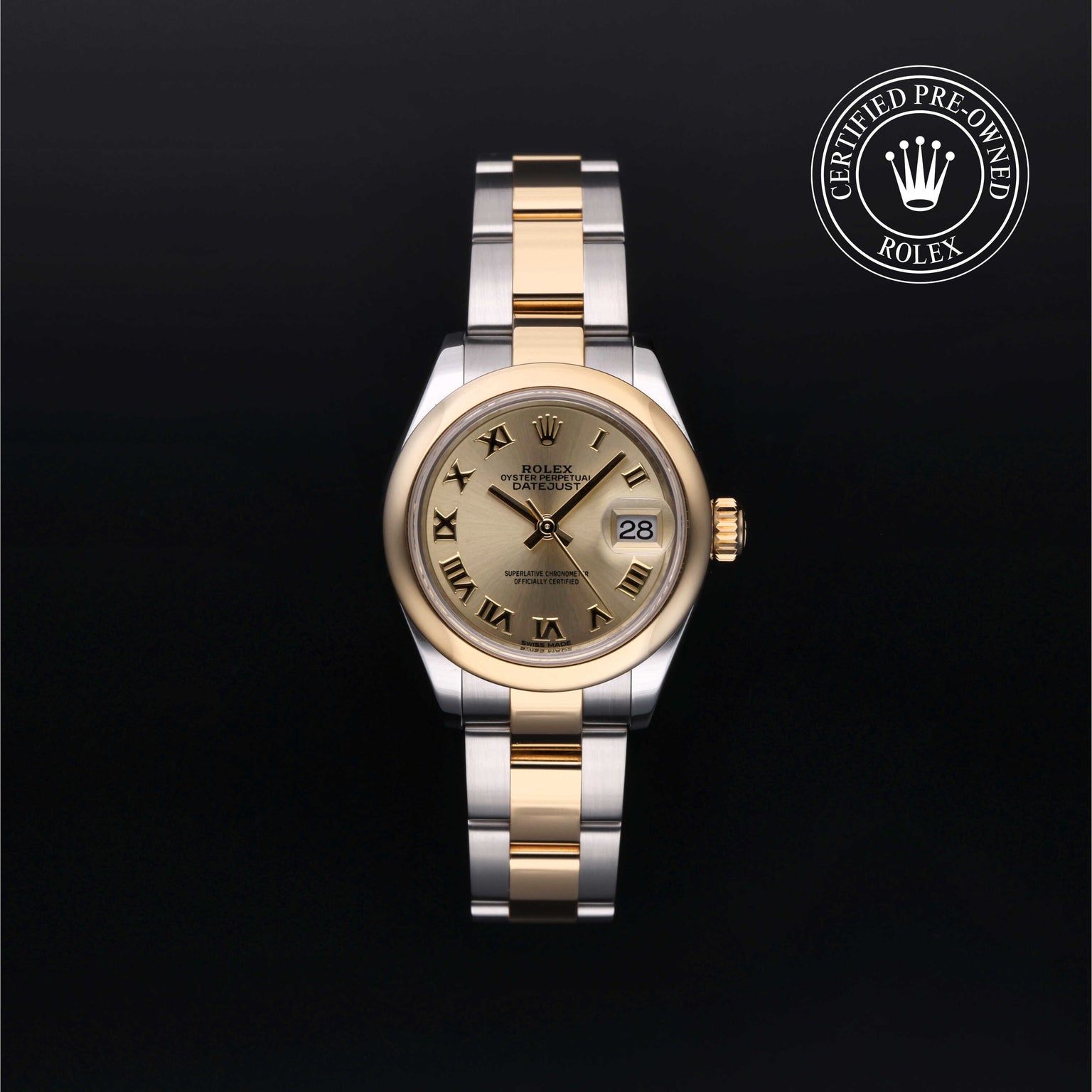 Rolex Certified Pre-owned Lady Datejust M279163-0007 front on black background