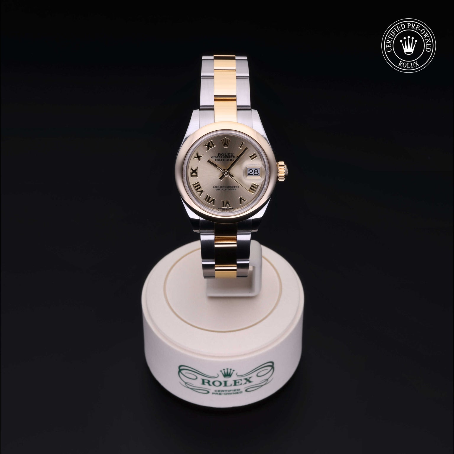 Rolex Certified Pre-owned Lady Datejust M279163-0007 front on black background