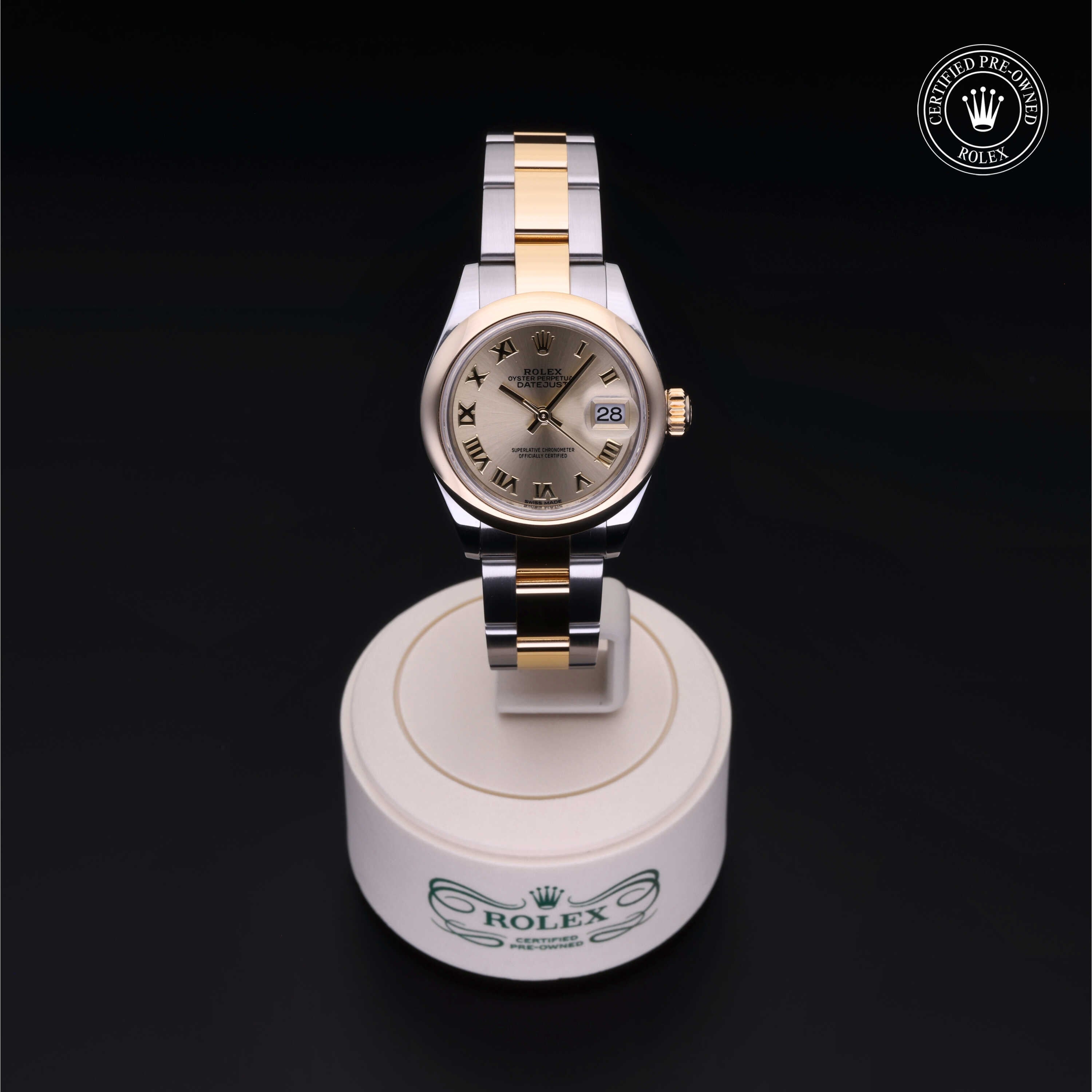 Rolex Certified Pre-owned Lady Datejust M279163-0007 front on black background
