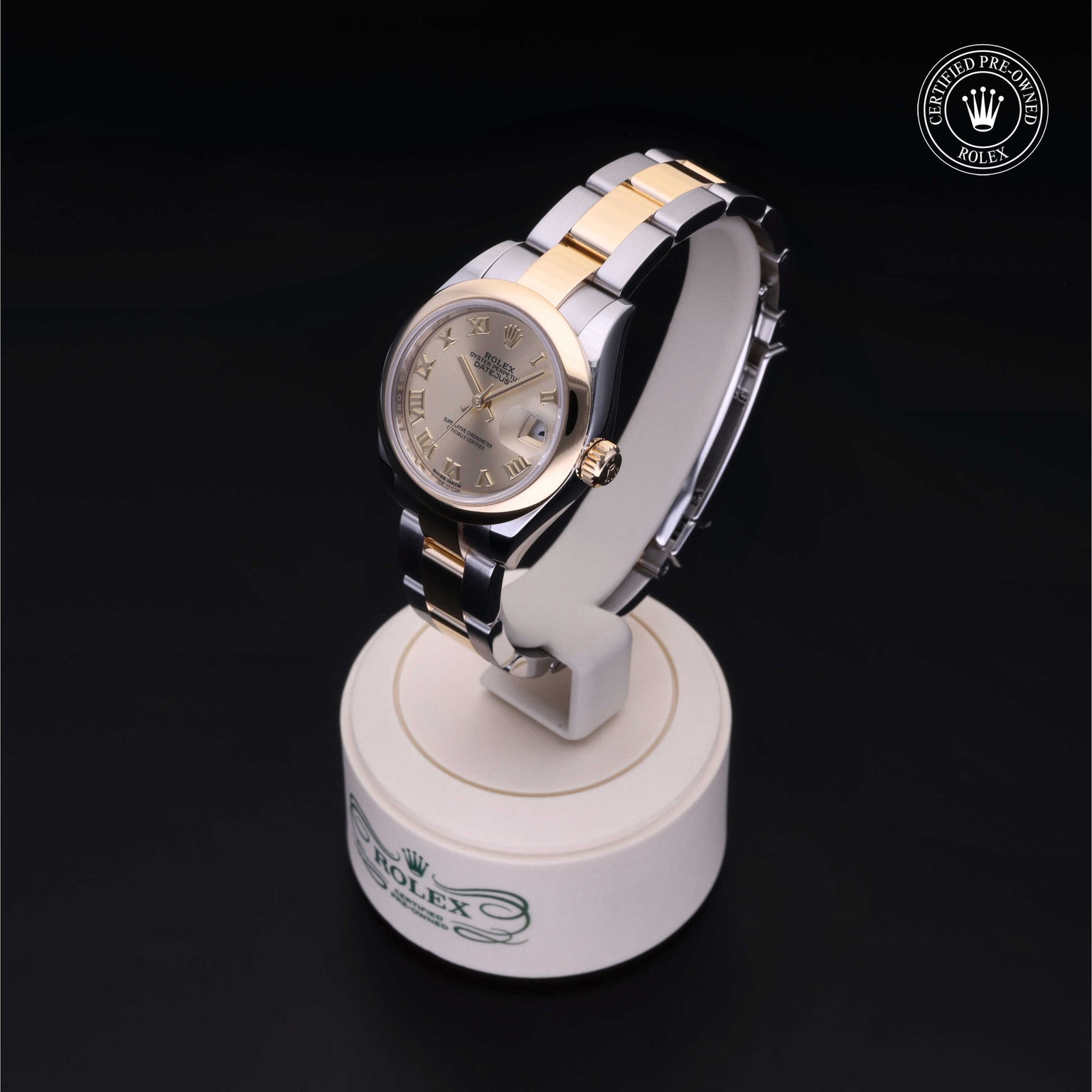 Rolex Certified Pre-owned Lady Datejust M279163-0007 front on black background