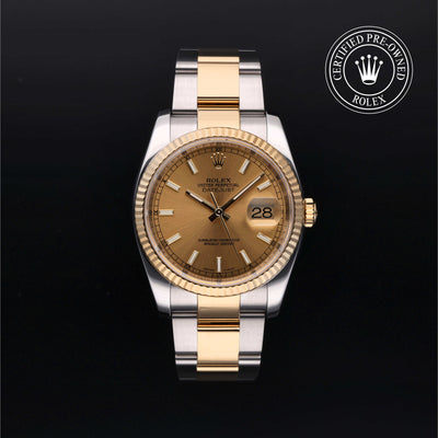 Rolex Certified Pre-owned Datejust M116233-0172 front on black background