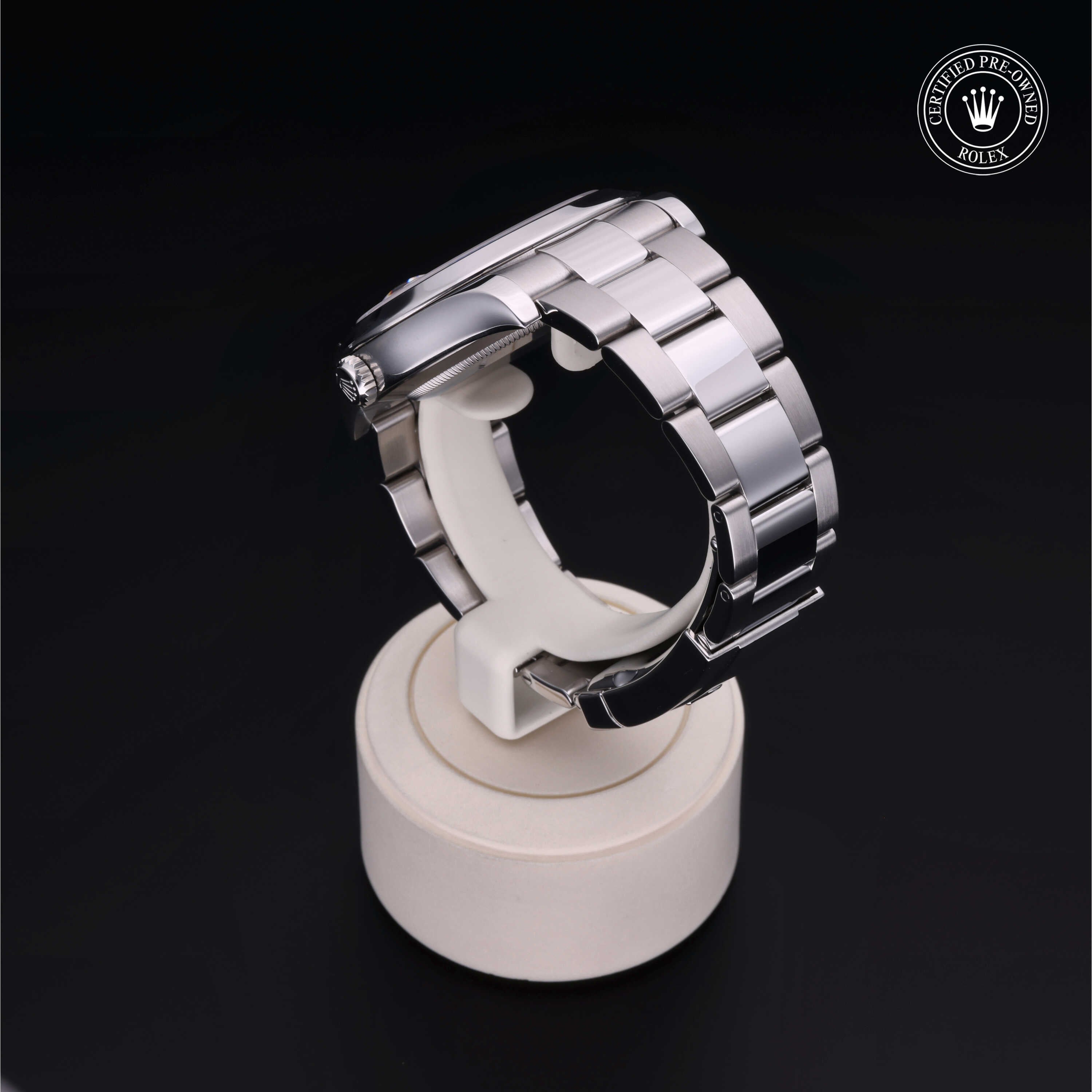 Rolex Certified Pre-owned Datejust M116300-0001 front on black background