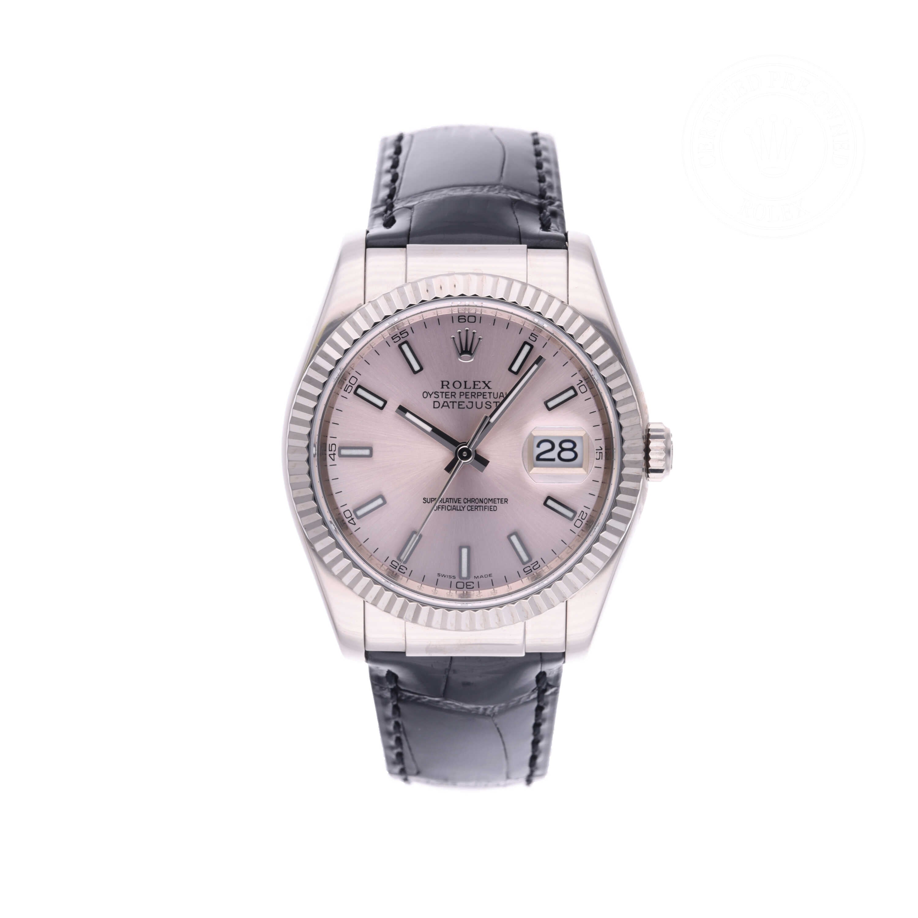 Rolex Certified Pre-owned Datejust M116139-0029 front on white background