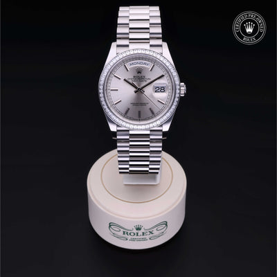 Rolex Certified Pre-owned Day-date M128396TBR-0004 front on black background