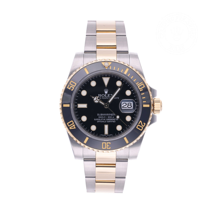 Rolex Certified Pre-owned Submariner M116613LN-0001 front on white background