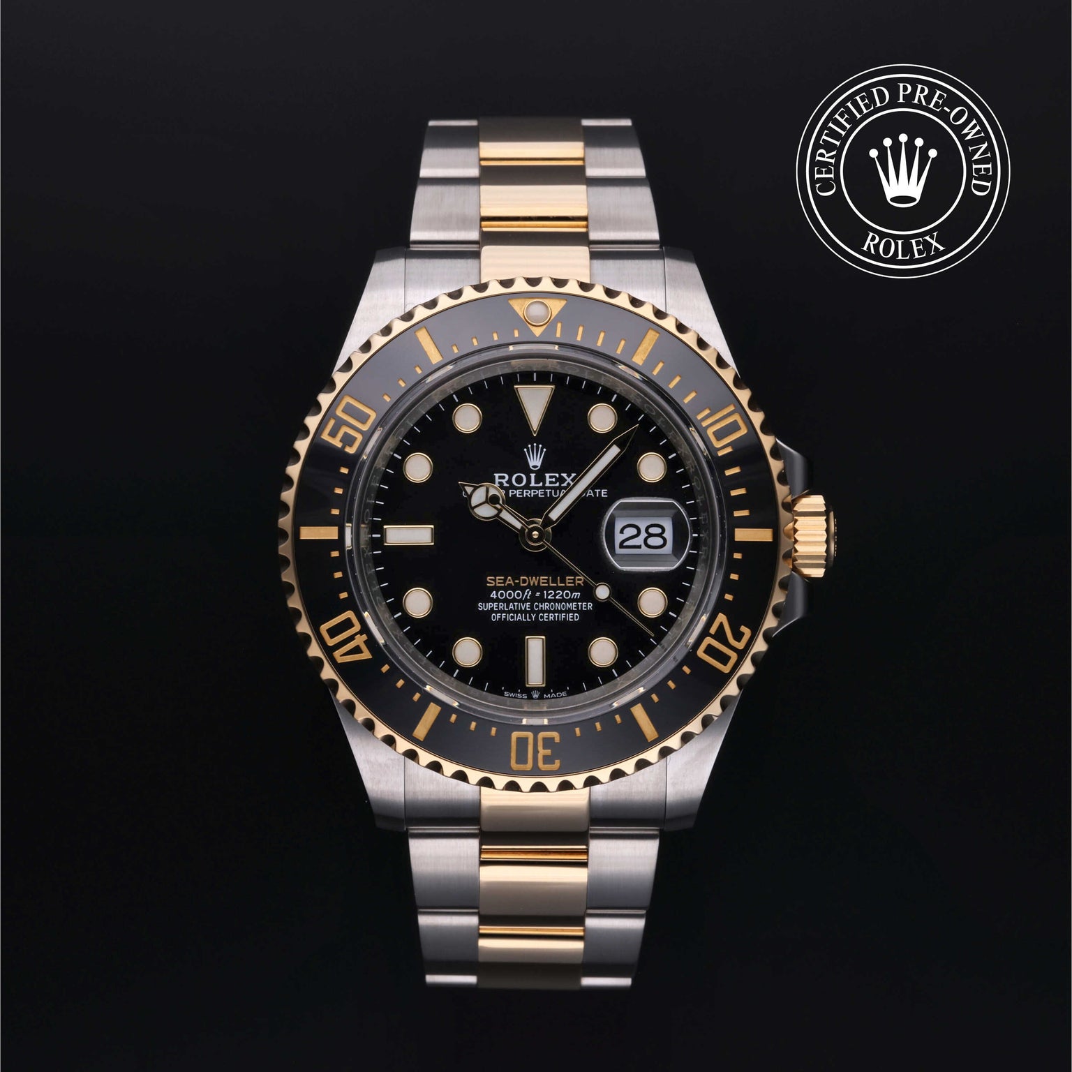 Rolex Certified Pre-owned Sea-Dweller M126603-0001 front on black background