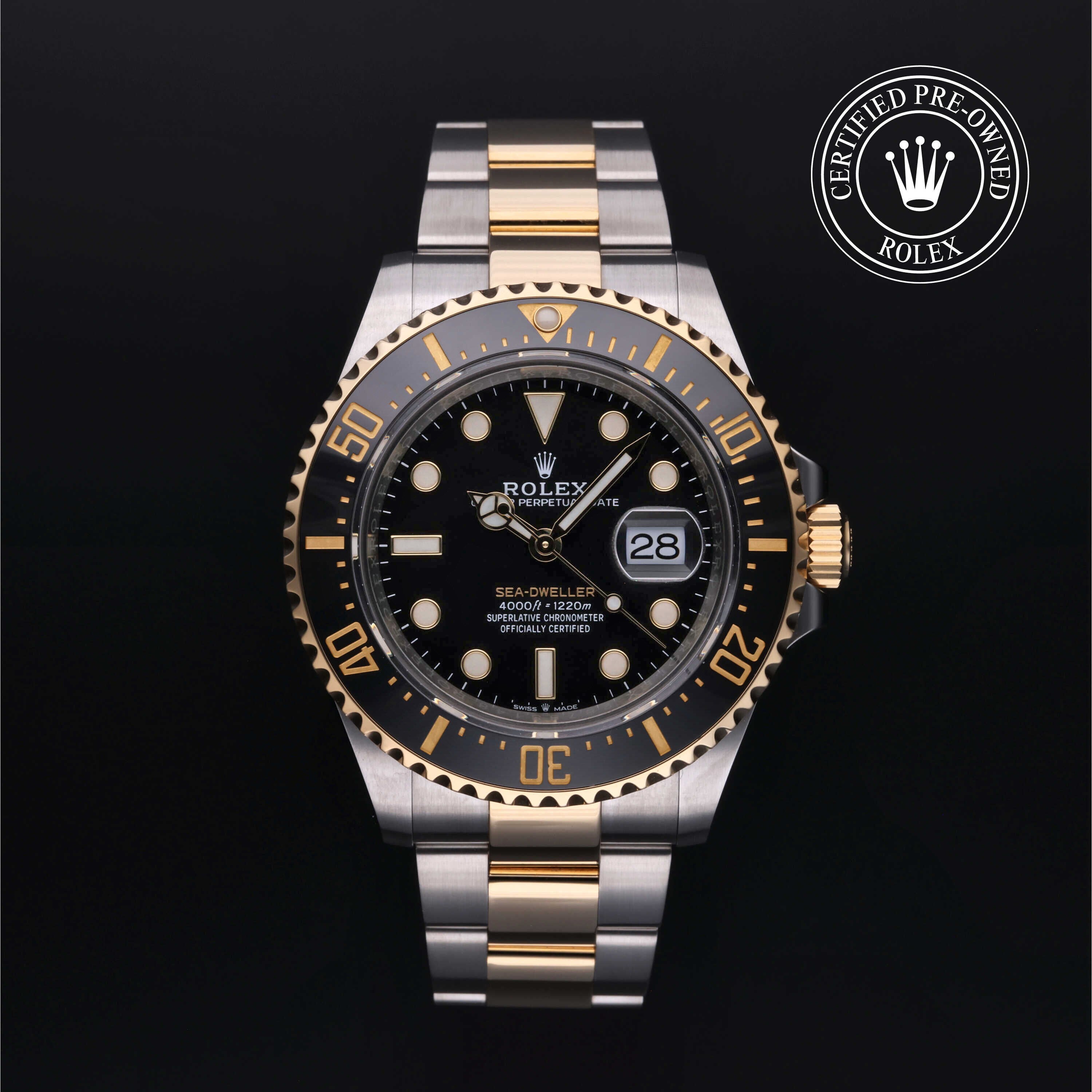Rolex Certified Pre-owned Sea-Dweller M126603-0001 front on black background