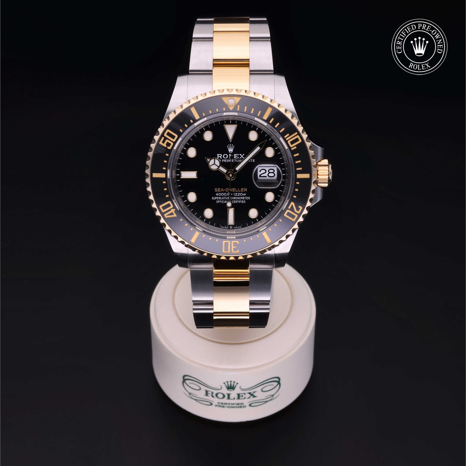 Rolex Certified Pre-owned Sea-Dweller M126603-0001 front on black background