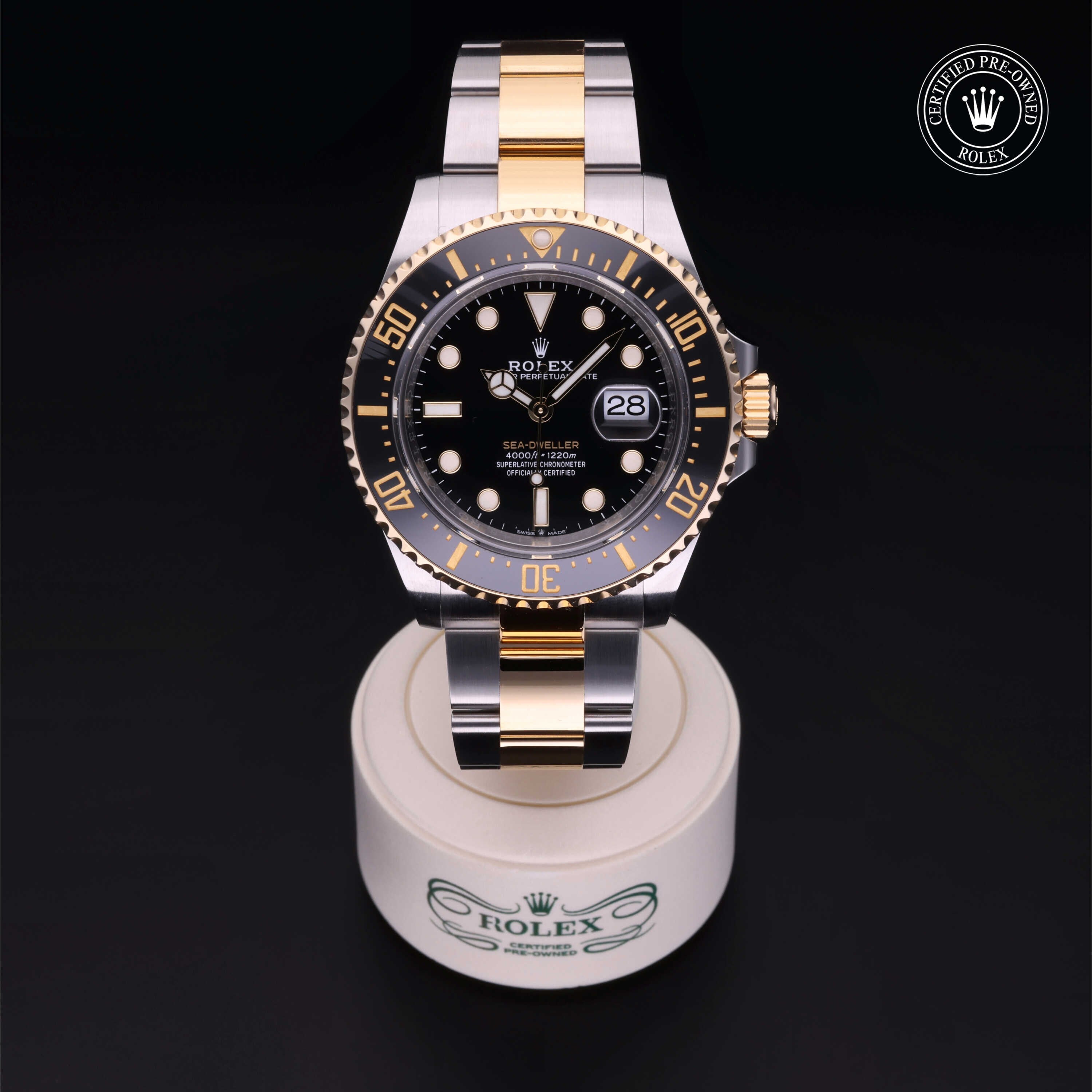 Rolex Certified Pre-owned Sea-Dweller M126603-0001 front on black background