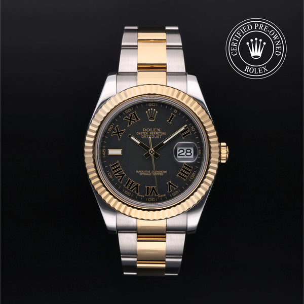 Rolex Certified Pre-owned Datejust M116333-0002 front on black background