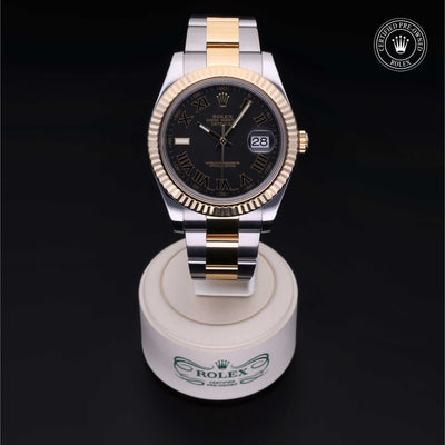 Rolex Certified Pre-owned Datejust M116333-0002 front on black background