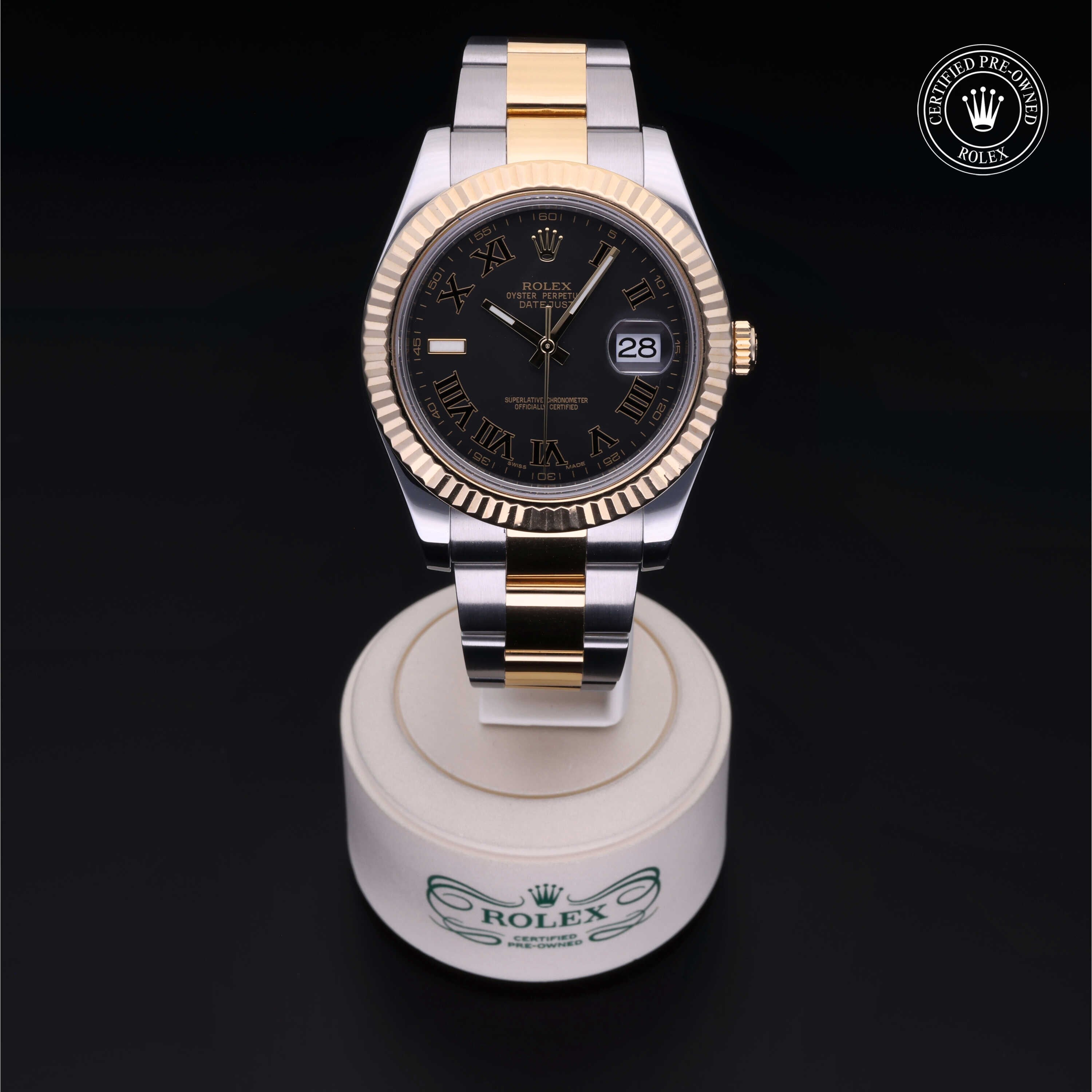 Rolex Certified Pre-owned Datejust M116333-0002 front on black background