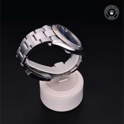 Rolex Certified Pre-owned Datejust M126334-0025 front on black background