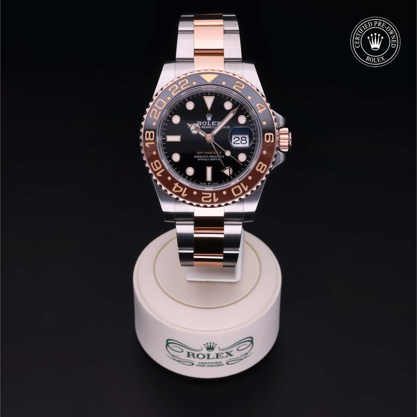 Rolex Certified Pre-owned GMT M126711CHNR-0002 front on black background
