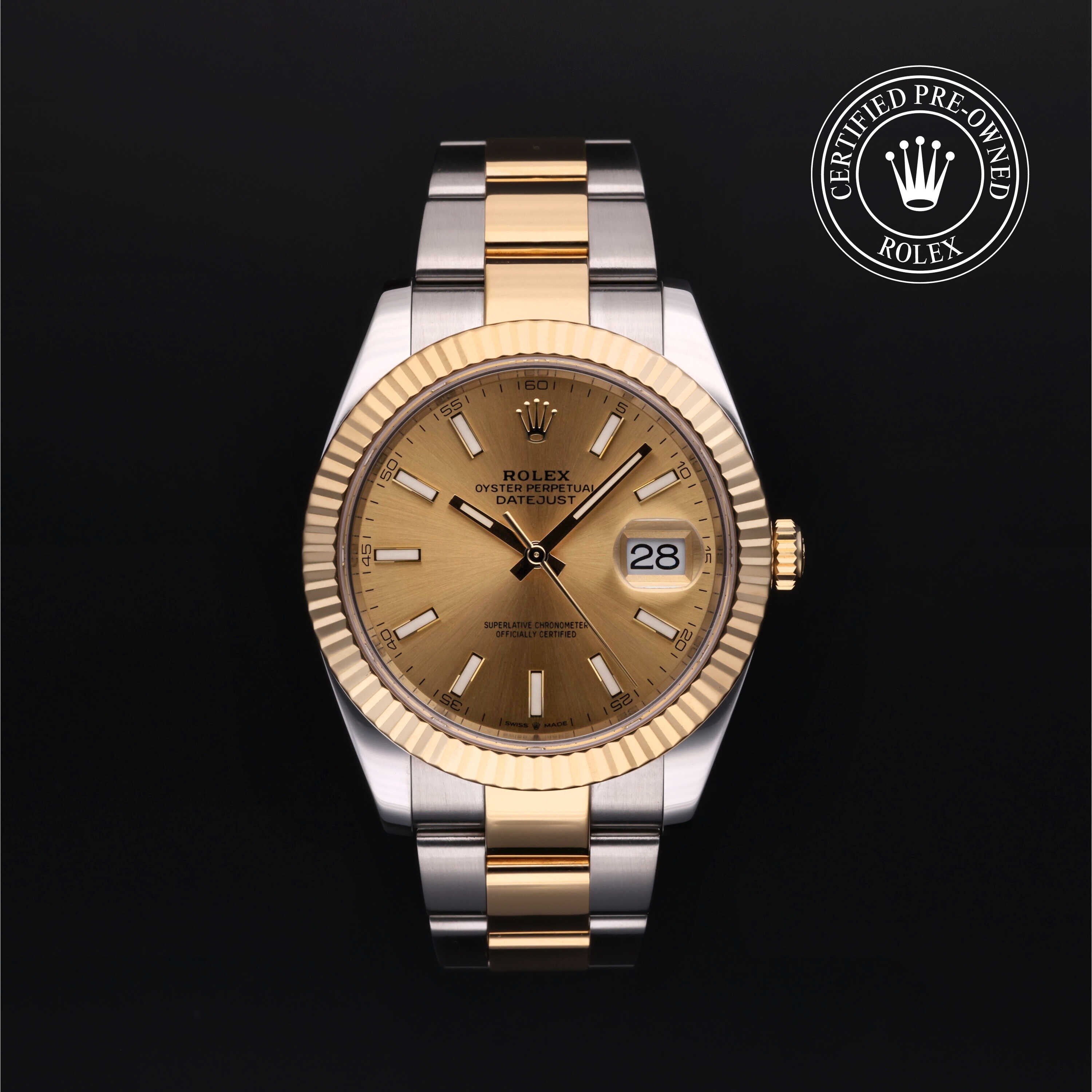 Rolex Certified Pre-owned Datejust M126333-0009 front on black background