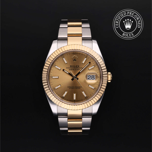 Rolex Certified Pre-owned Datejust M126333-0009 front on black background