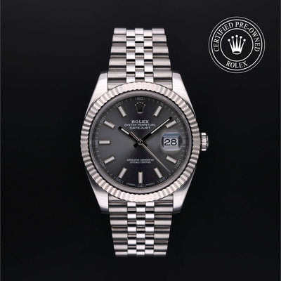 Rolex Certified Pre-owned Datejust M126334-0014 front on black background