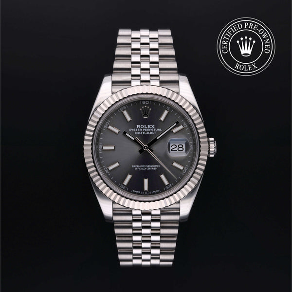 Rolex Certified Pre-owned Datejust M126334-0014 front on black background