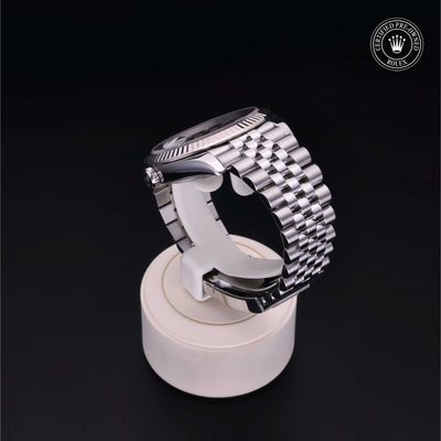 Rolex Certified Pre-owned Datejust M126334-0014 front on black background
