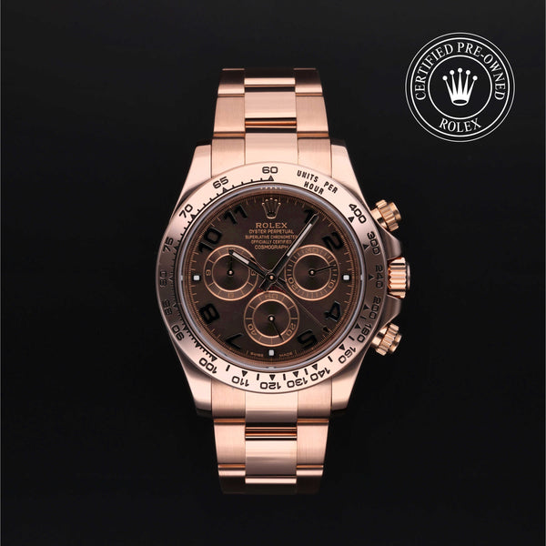 Rolex Certified Pre-owned Daytona M116505-0004 front on black background