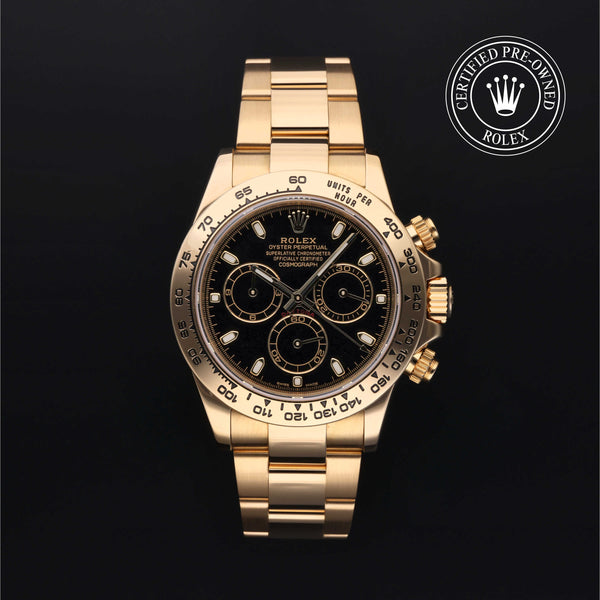 Rolex Certified Pre-owned Daytona M116508-0004 front on black background