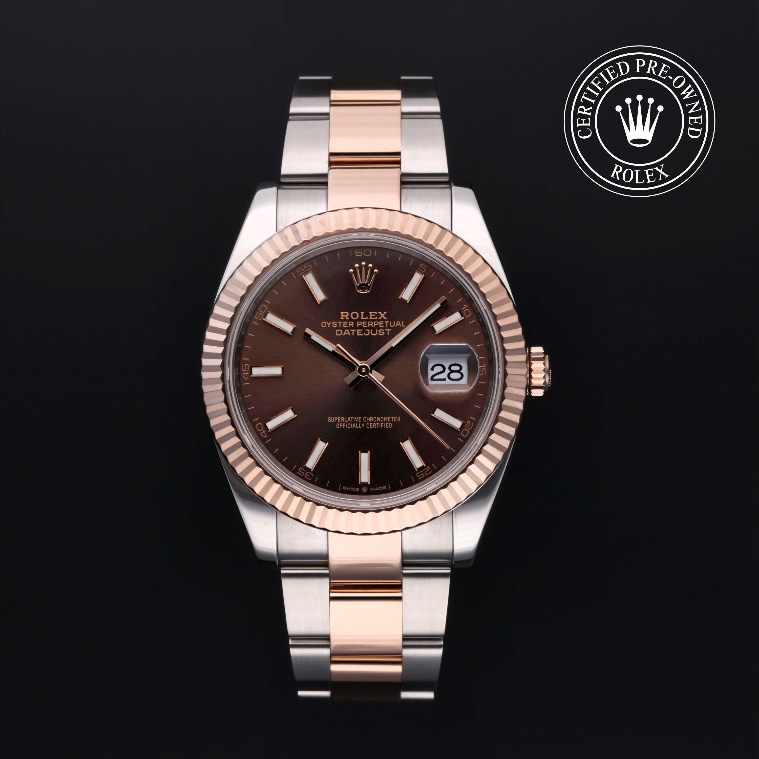 Rolex Certified Pre-owned Datejust M126331-0001 front on black background