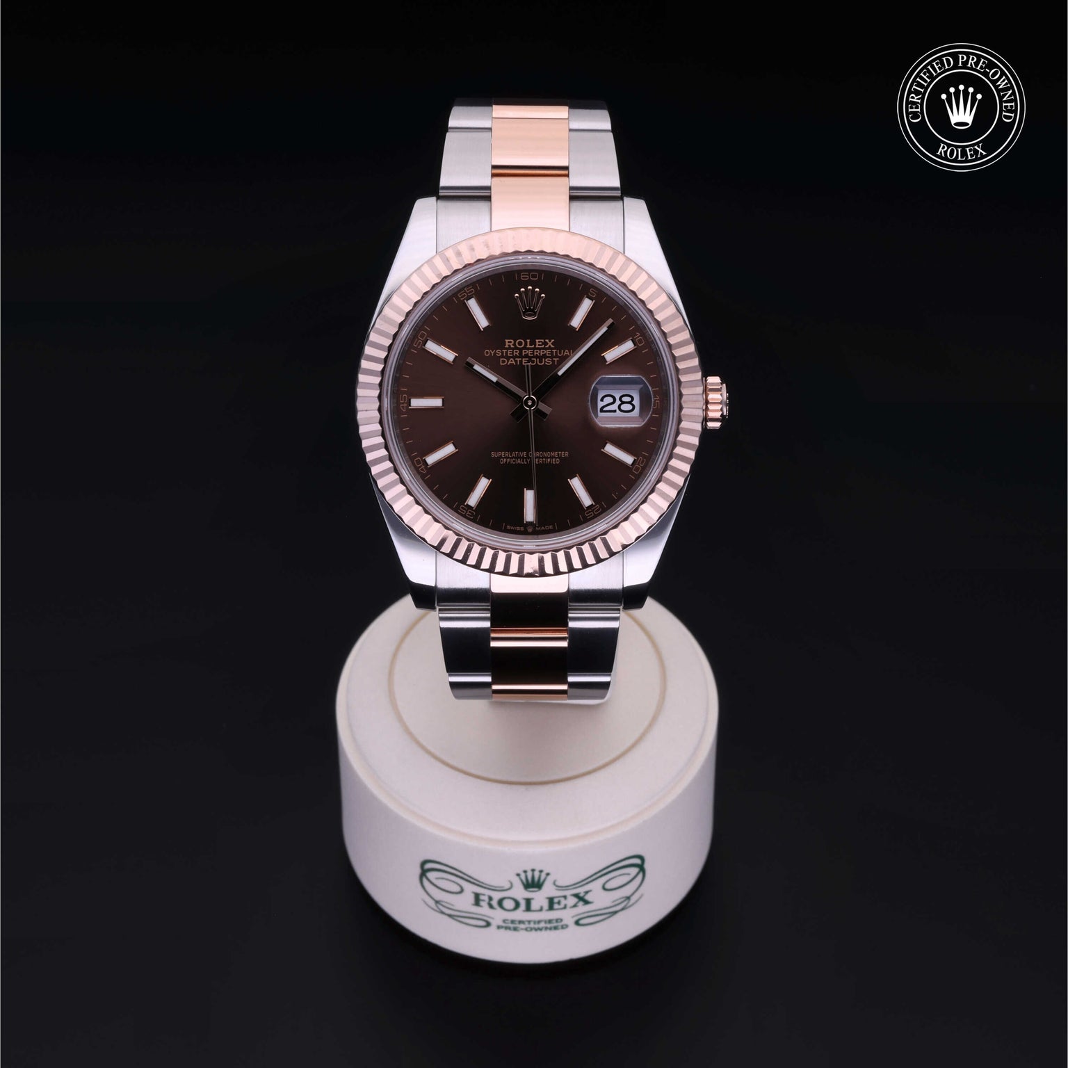 Rolex Certified Pre-owned Datejust M126331-0001 front on black background
