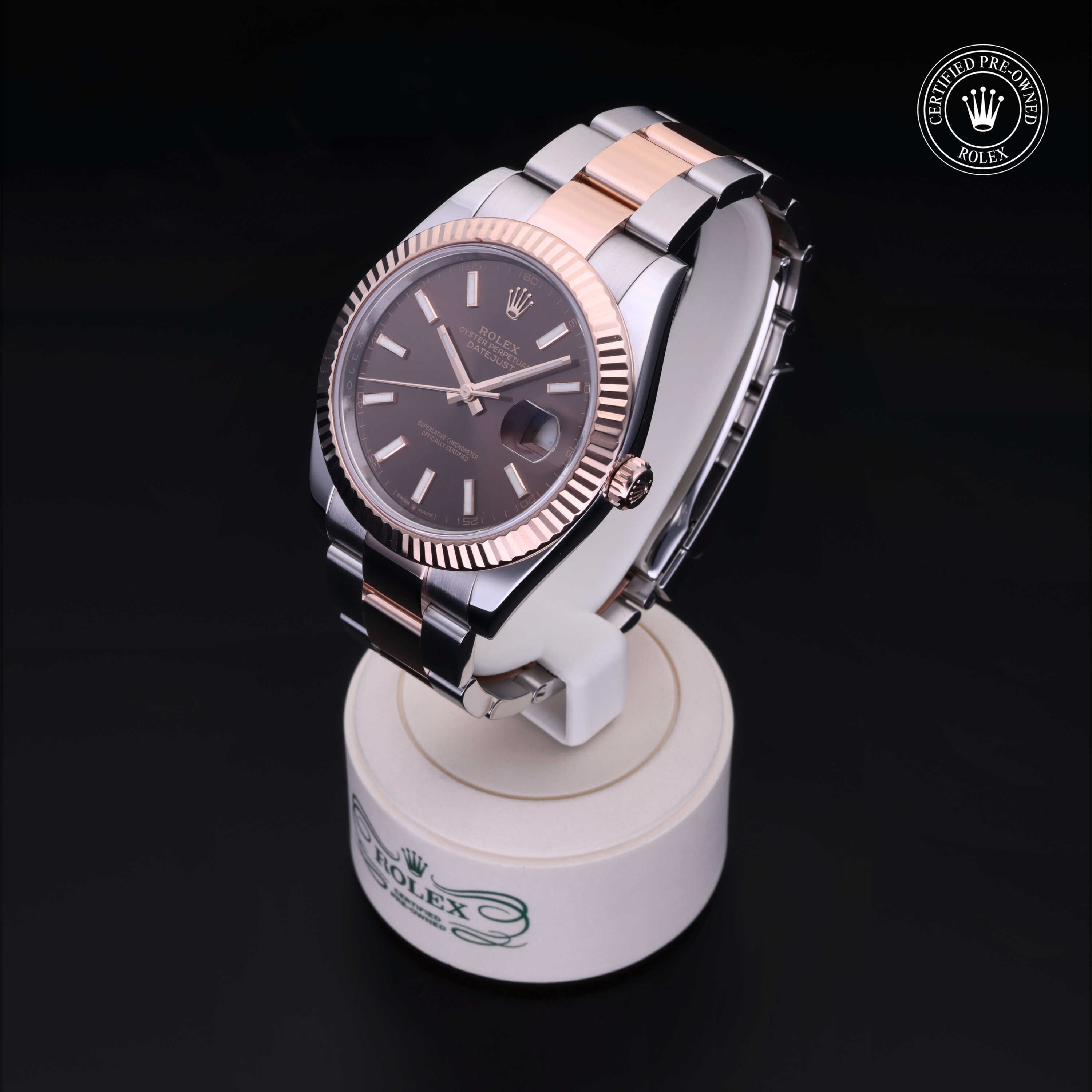 Rolex Certified Pre-owned Datejust M126331-0001 front on black background