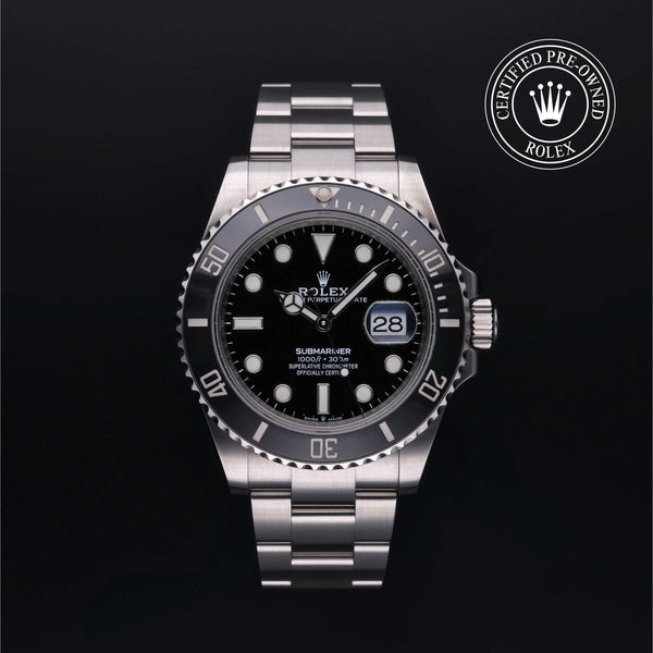 Rolex Certified Pre-owned Submariner M126610LN-0001 front on black background