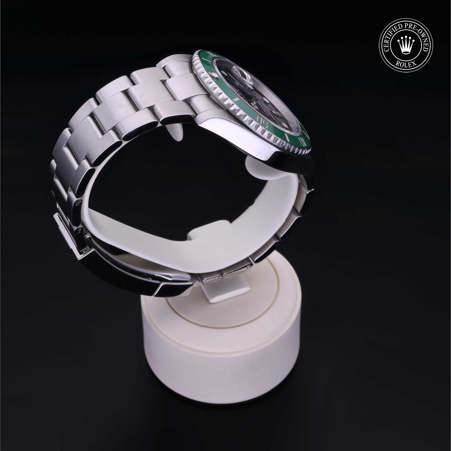 Rolex Certified Pre-owned Submariner M126610LV-0002 front on black background