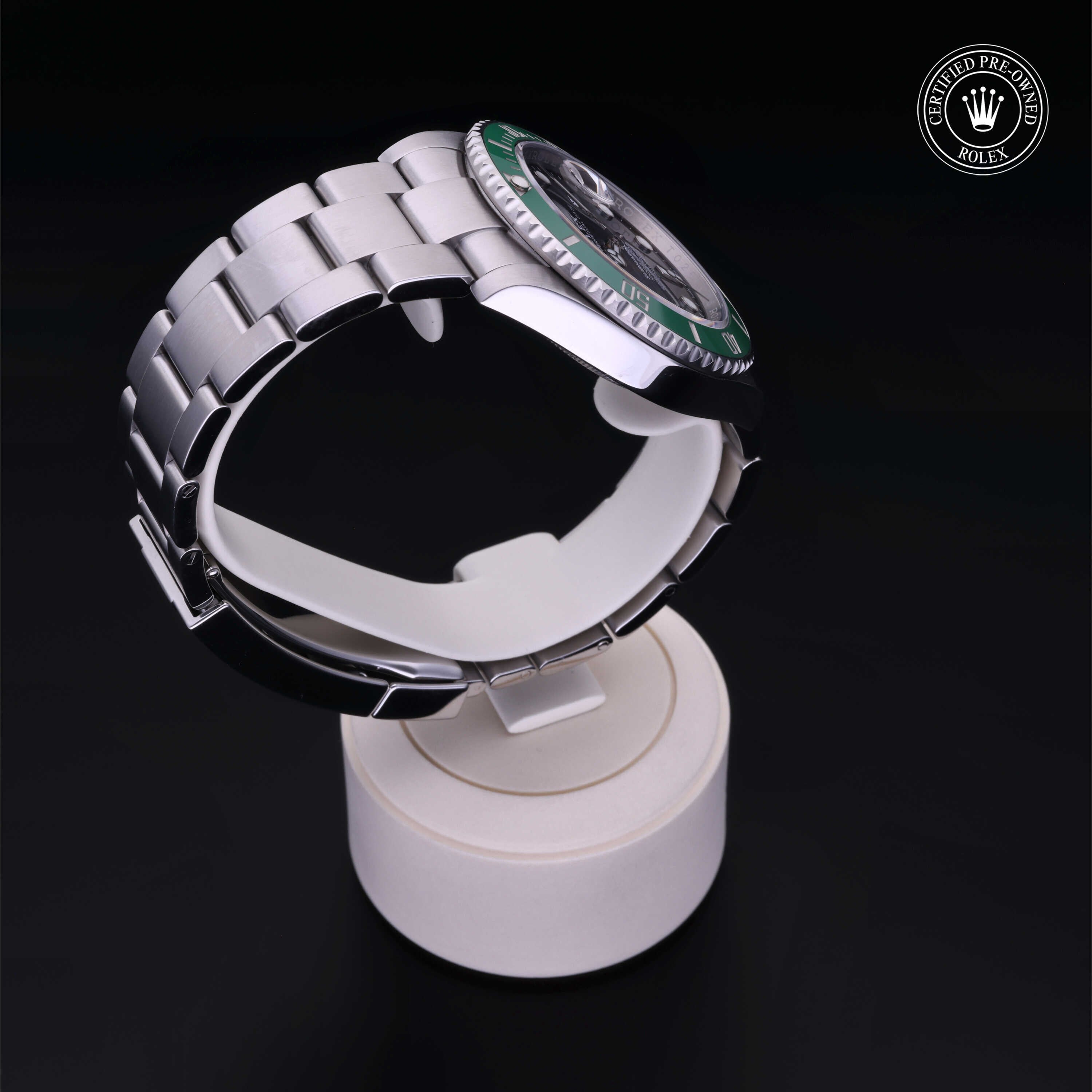 Rolex Certified Pre-owned Submariner M126610LV-0002 front on black background