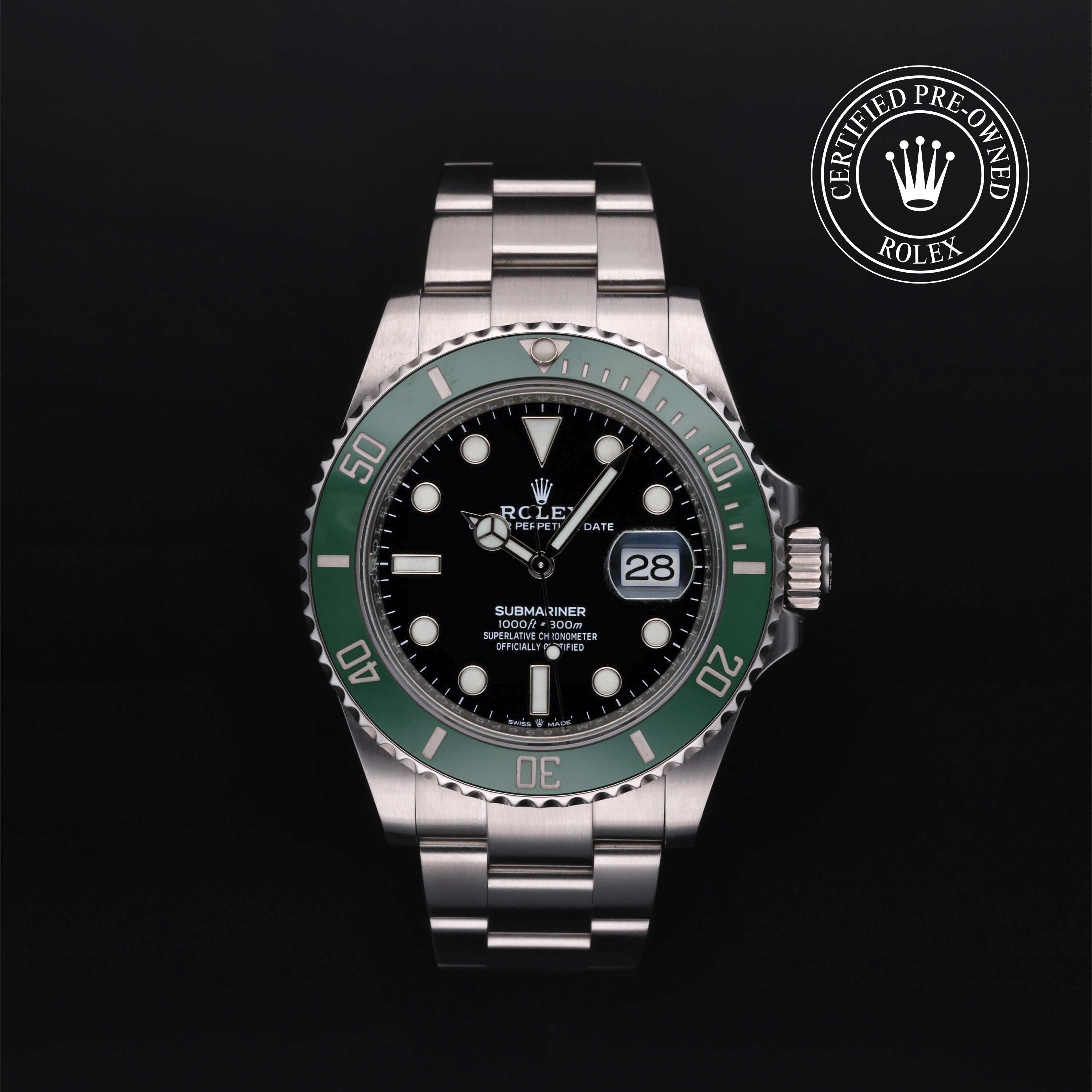 Rolex CPO Submariner M126610LV front on white background