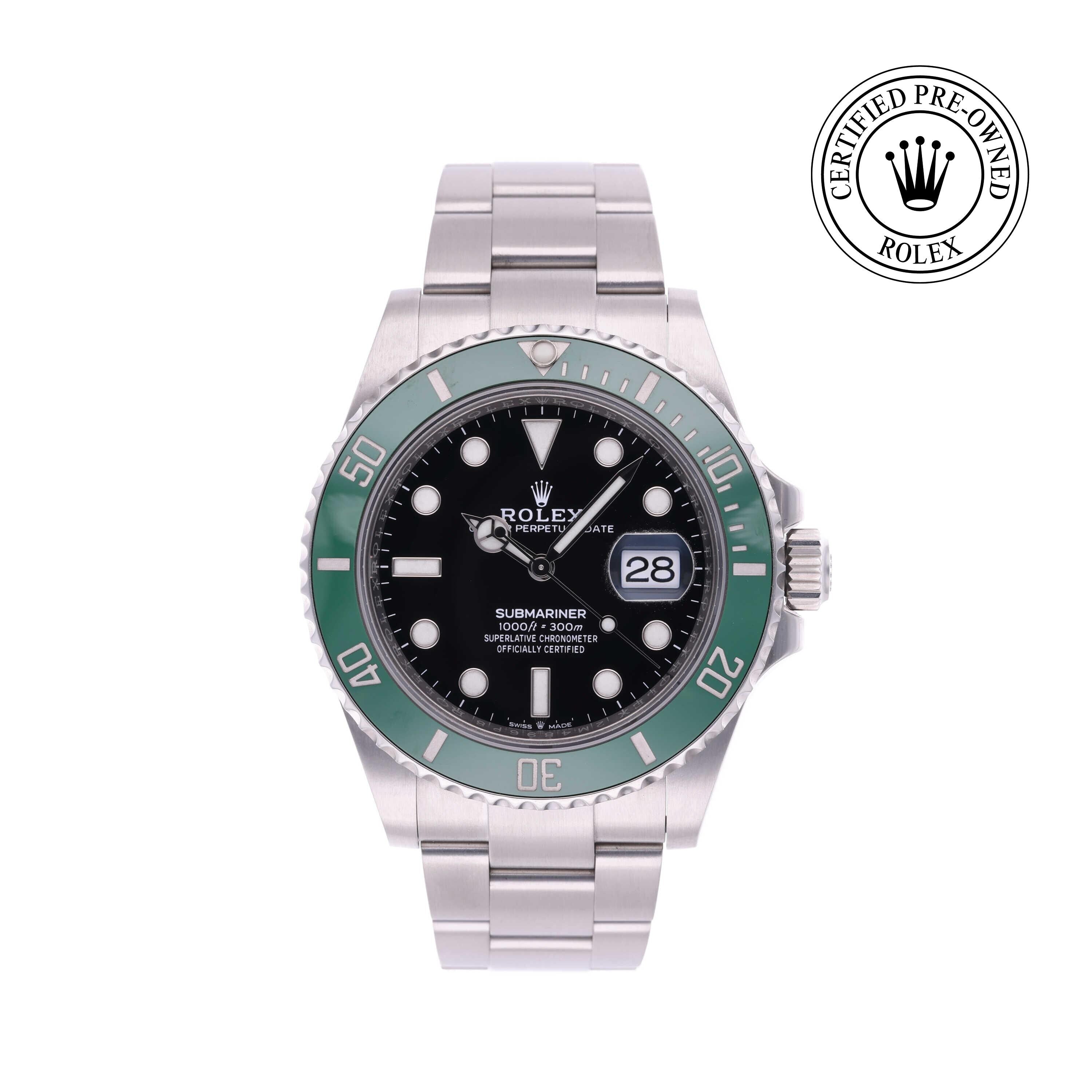 Rolex CPO Submariner M126610LV front on white background