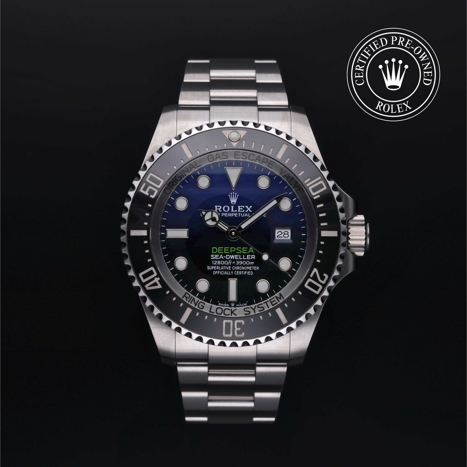 Rolex Certified Pre-owned Sea-Dweller M126660-0002 front on black background