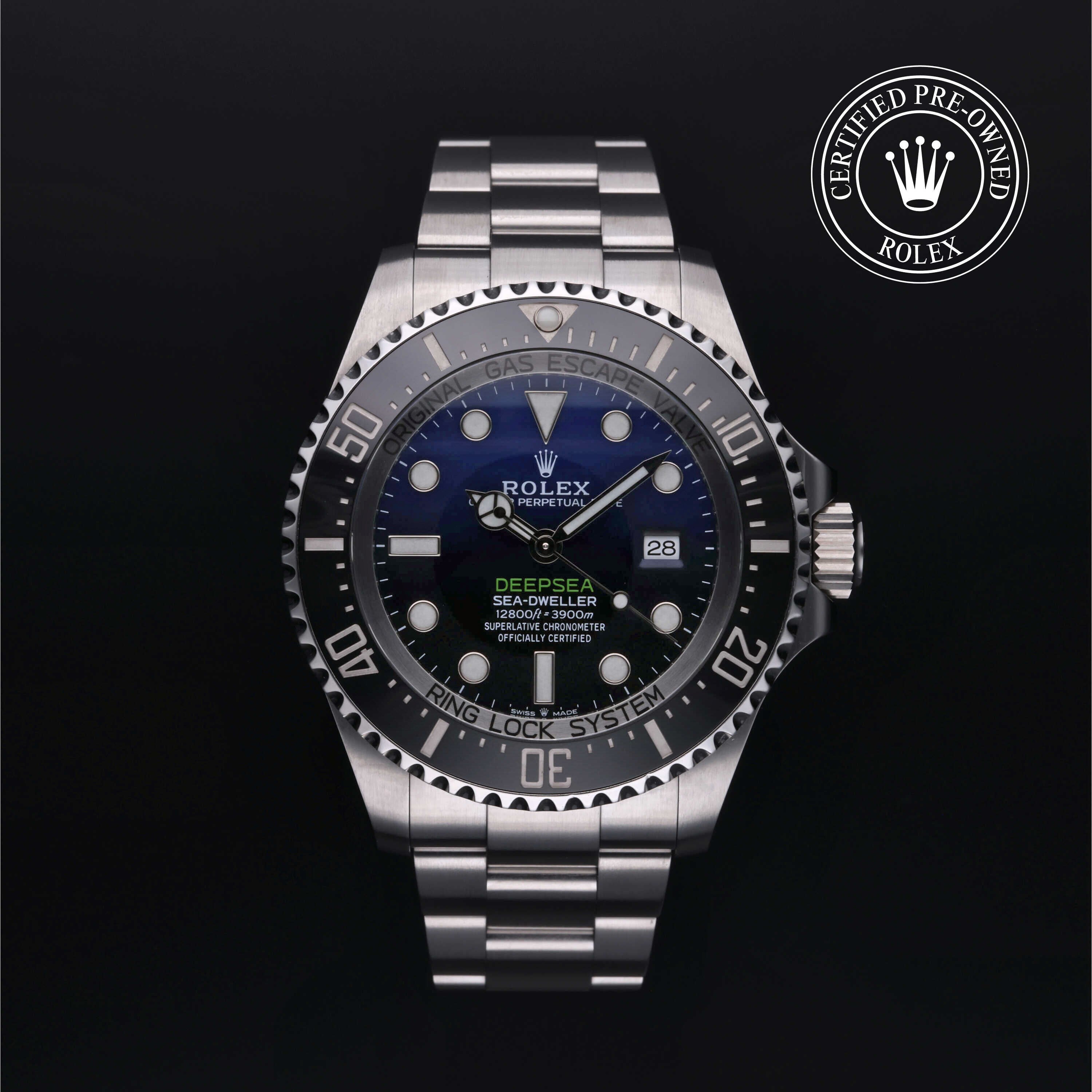 Rolex Certified Pre-owned Sea-Dweller M126660-0002 front on black background
