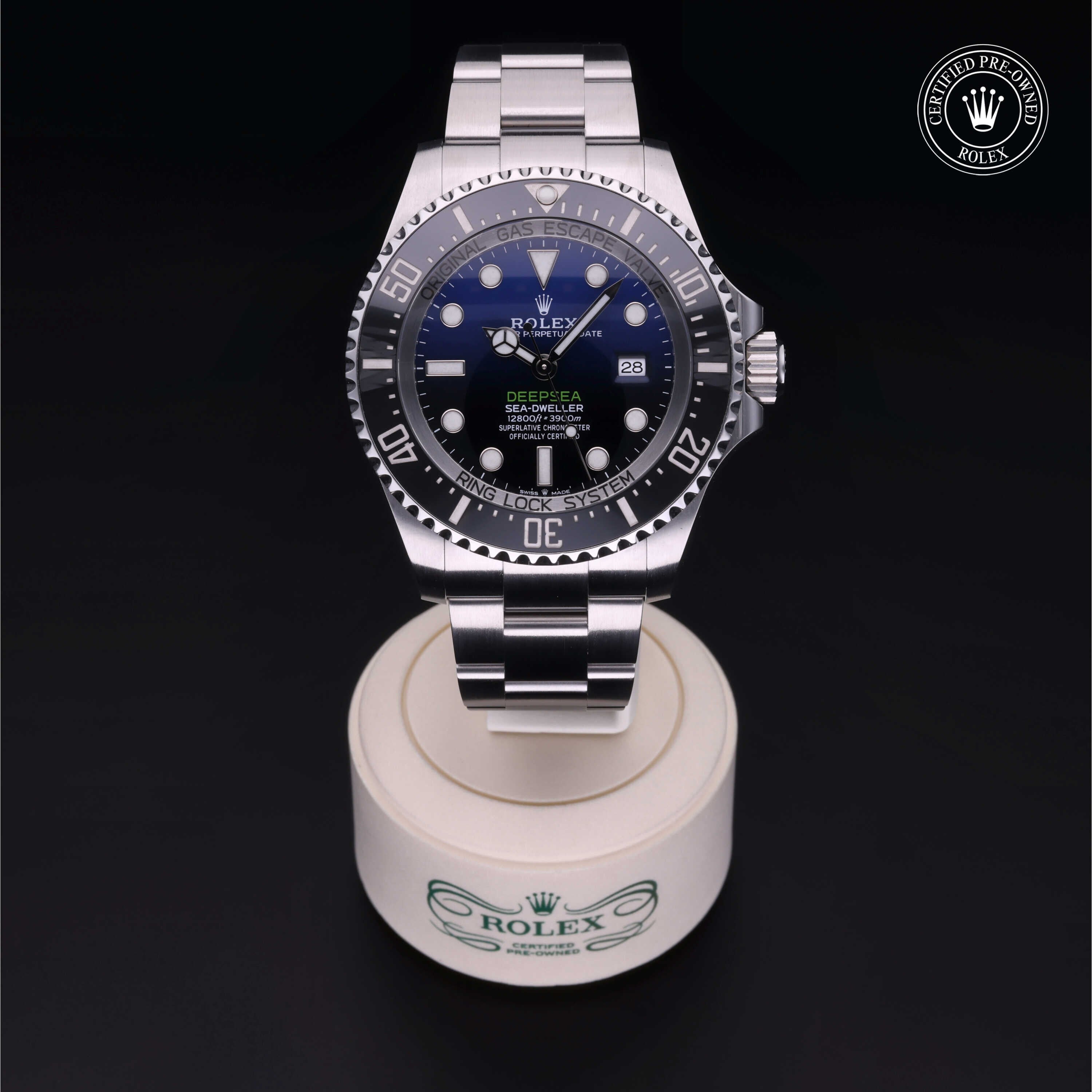 Rolex Certified Pre-owned Sea-Dweller M126660-0002 front on black background