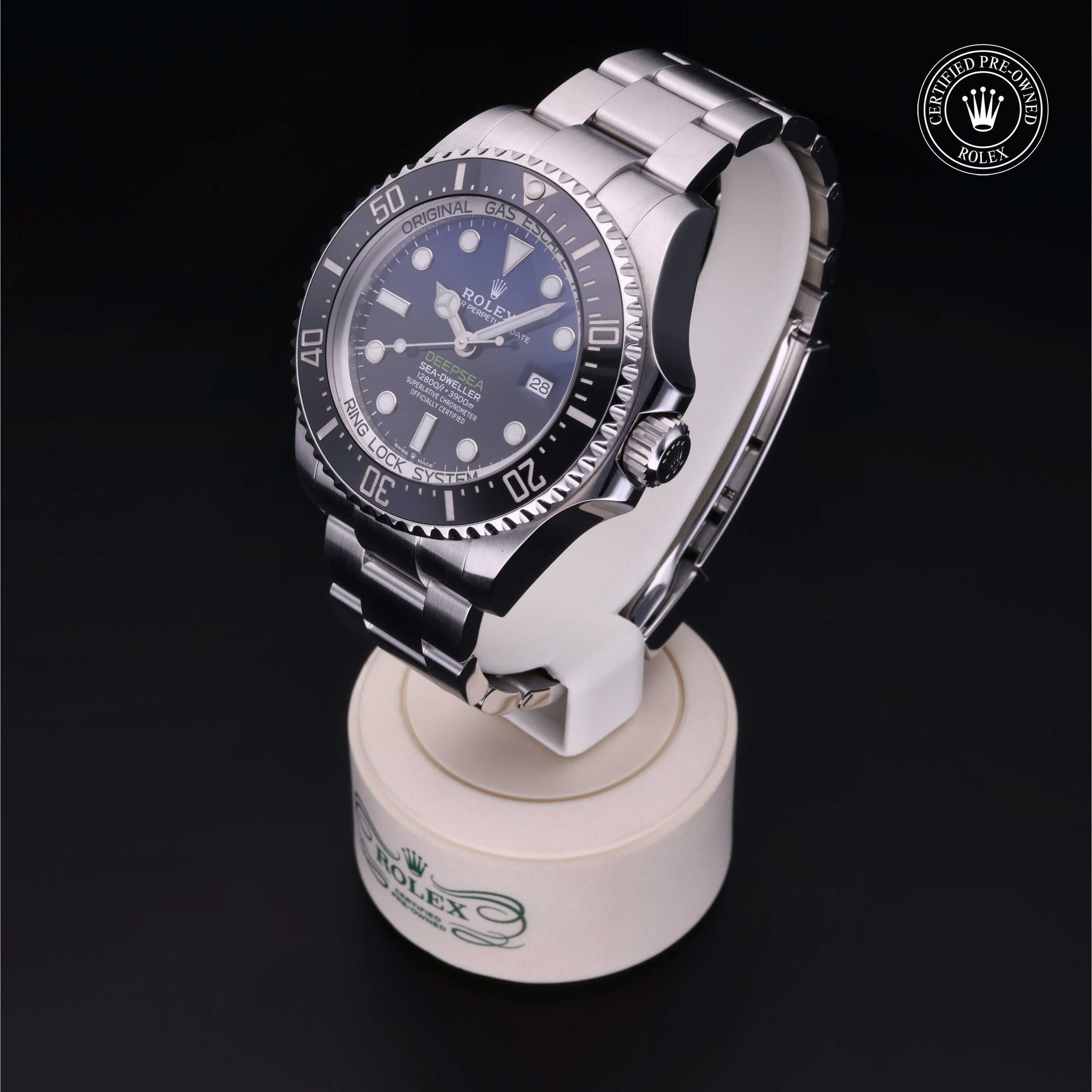 Rolex Certified Pre-owned Sea-Dweller M126660-0002 front on black background