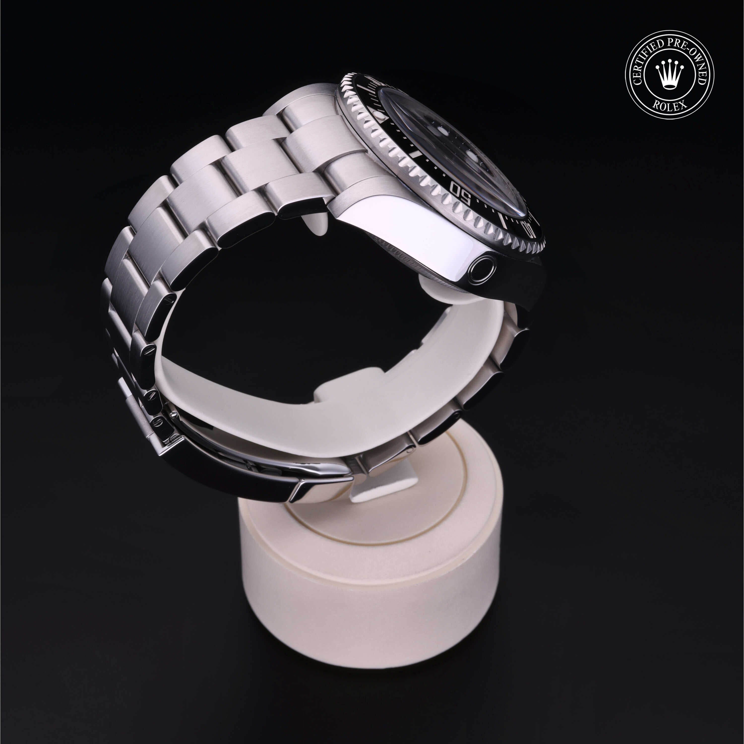 Rolex Certified Pre-owned Sea-Dweller M126660-0002 front on black background