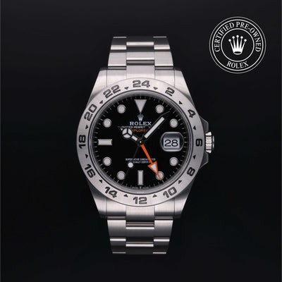 Rolex Certified Pre-owned Explorer M226570-0002 front on black background