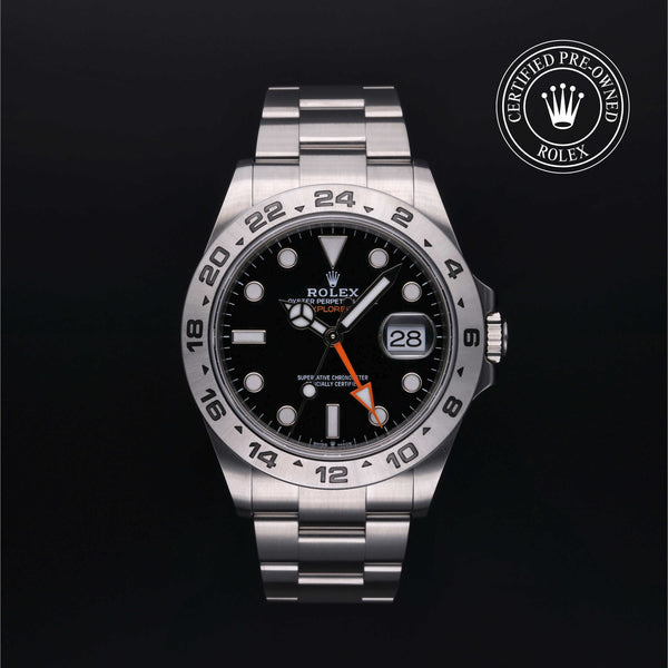 Rolex Certified Pre-owned Explorer M226570-0002 front on black background