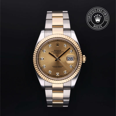 Rolex Certified Pre-owned Datejust M126333-0011 front on black background