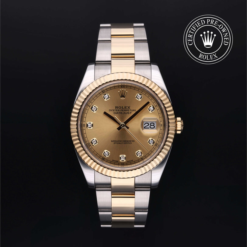 Rolex Certified Pre-owned Datejust M126333-0011 front on black background