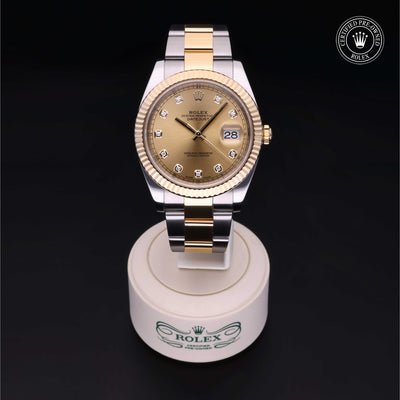 Rolex Certified Pre-owned Datejust M126333-0011 front on black background
