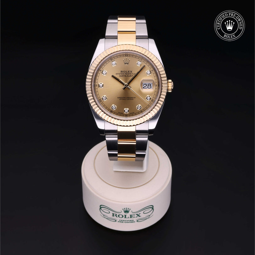 Rolex Certified Pre-owned Datejust M126333-0011 front on black background