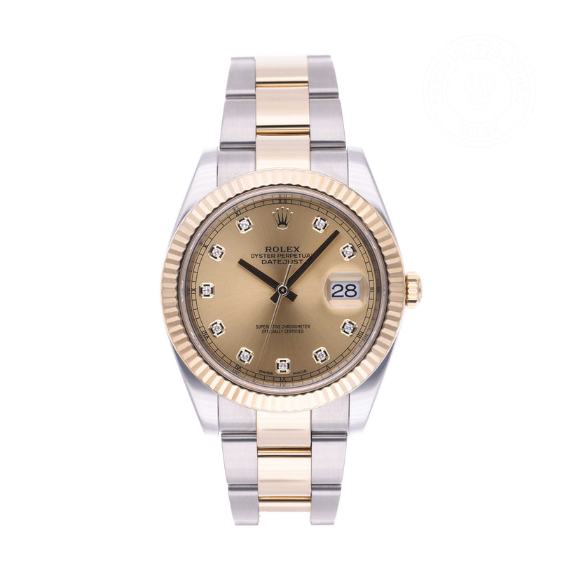 Rolex Certified Pre-owned Datejust M126333-0011 front on white background