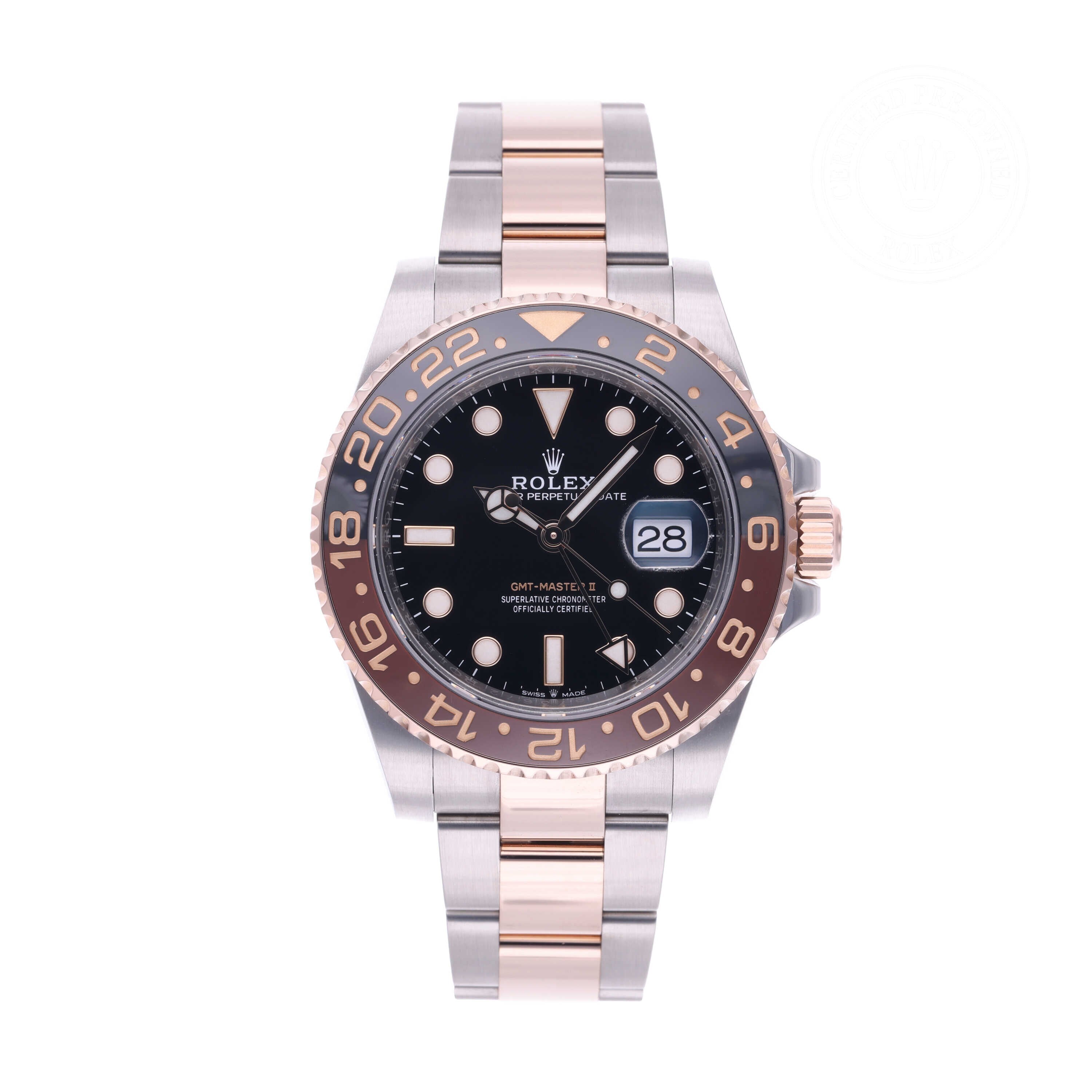Rolex Certified Pre-owned GMT M126711CHNR-0002 front on white background