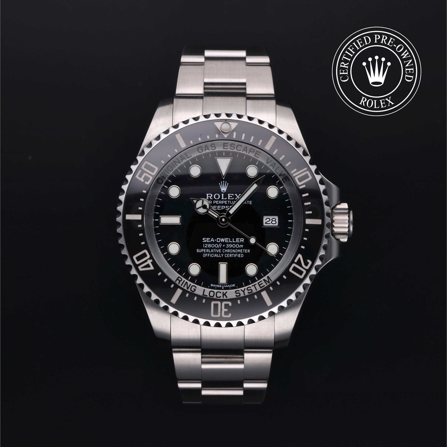 Rolex Certified Pre-owned Sea-Dweller M116660-0001 front on black background