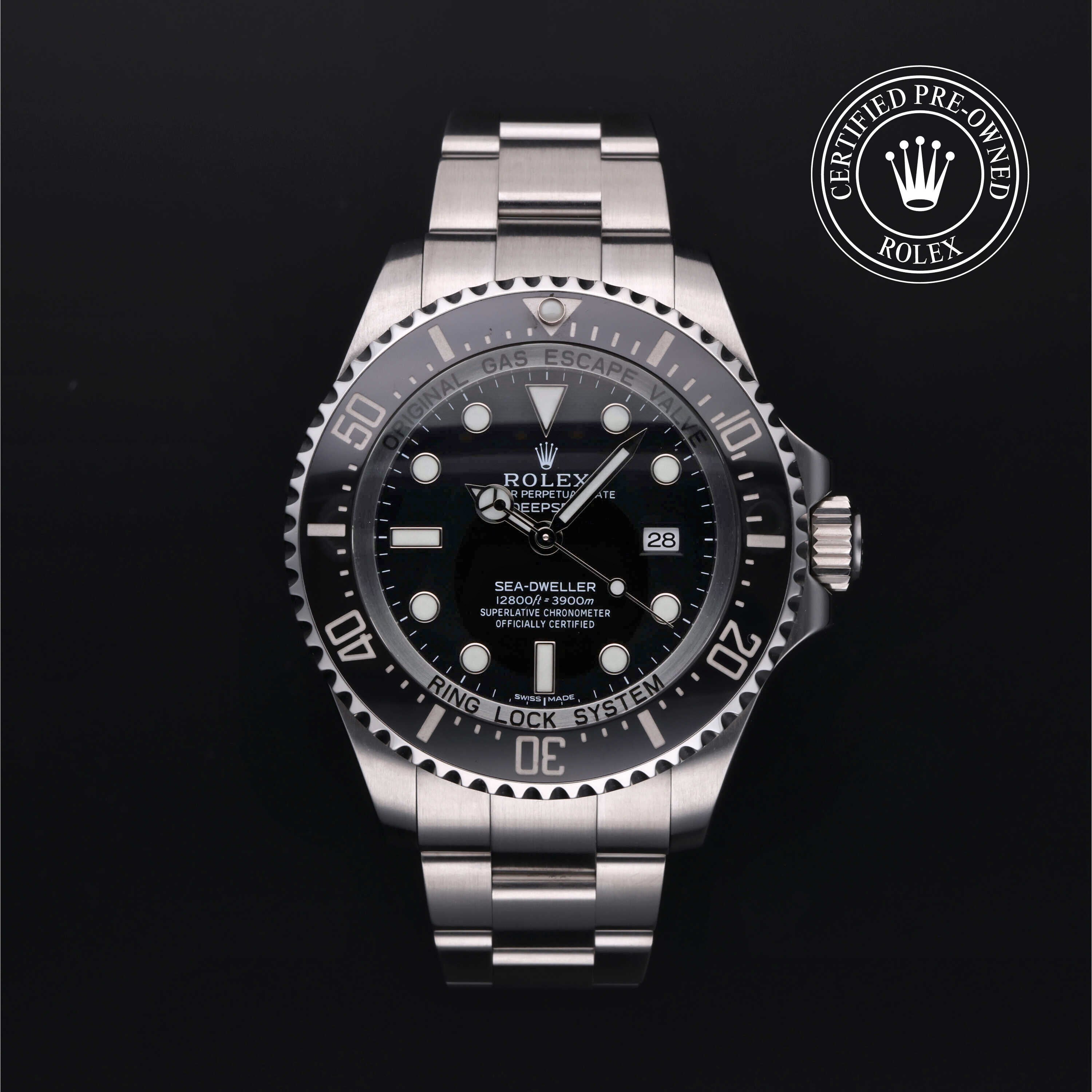 Rolex Certified Pre-owned Sea-Dweller M116660-0001 front on black background